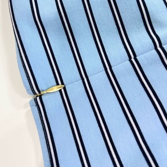 Draper James Ponte A-line Dress Womens Small Blue Stripe V-Neck Short Sleeve - Picture 8 of 11